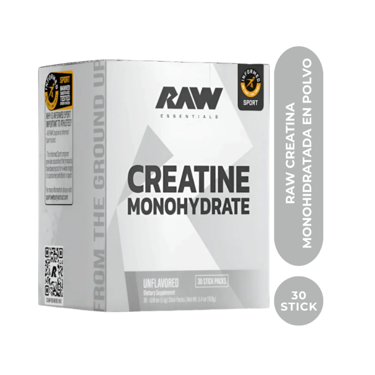 001-RAW CREATINA MONOHIDRATADA EN POLVO 30 STICKS