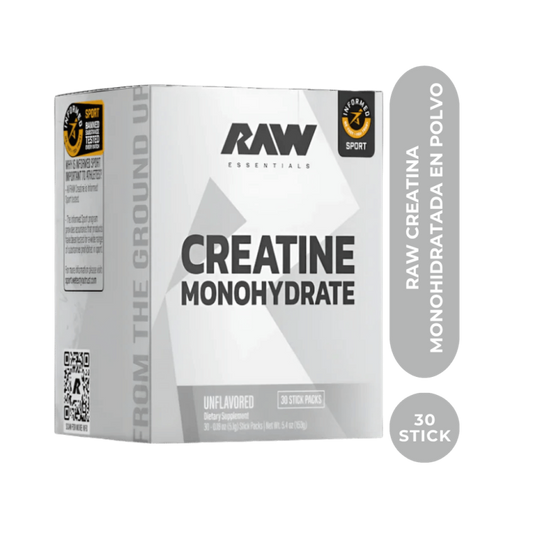 001-RAW CREATINA MONOHIDRATADA EN POLVO 30 STICKS