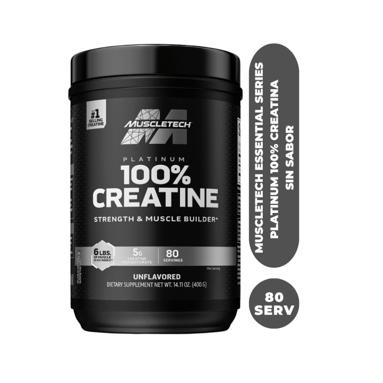 001-MUSCLETECH ESSENTIAL SERIES PLATINUM 100% CREATINA SIN SABOR 400 G