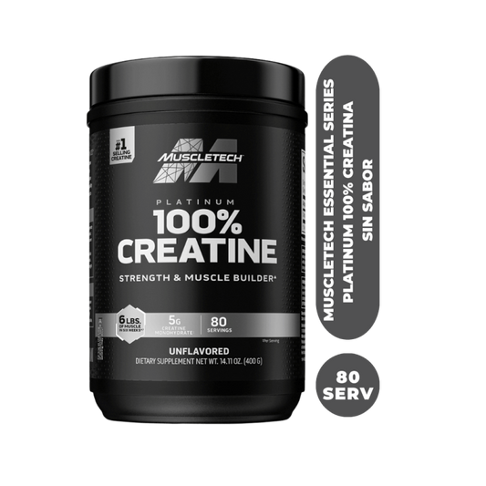 001-MUSCLETECH ESSENTIAL SERIES PLATINUM 100% CREATINA SIN SABOR 400 G